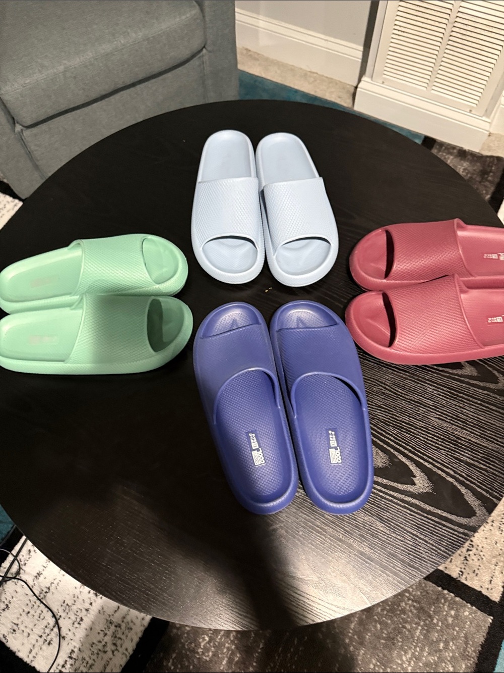 32 Degrees Men's Slide Sandals in Mint, Light Blue, Purple, and Rose BUNDLE sell